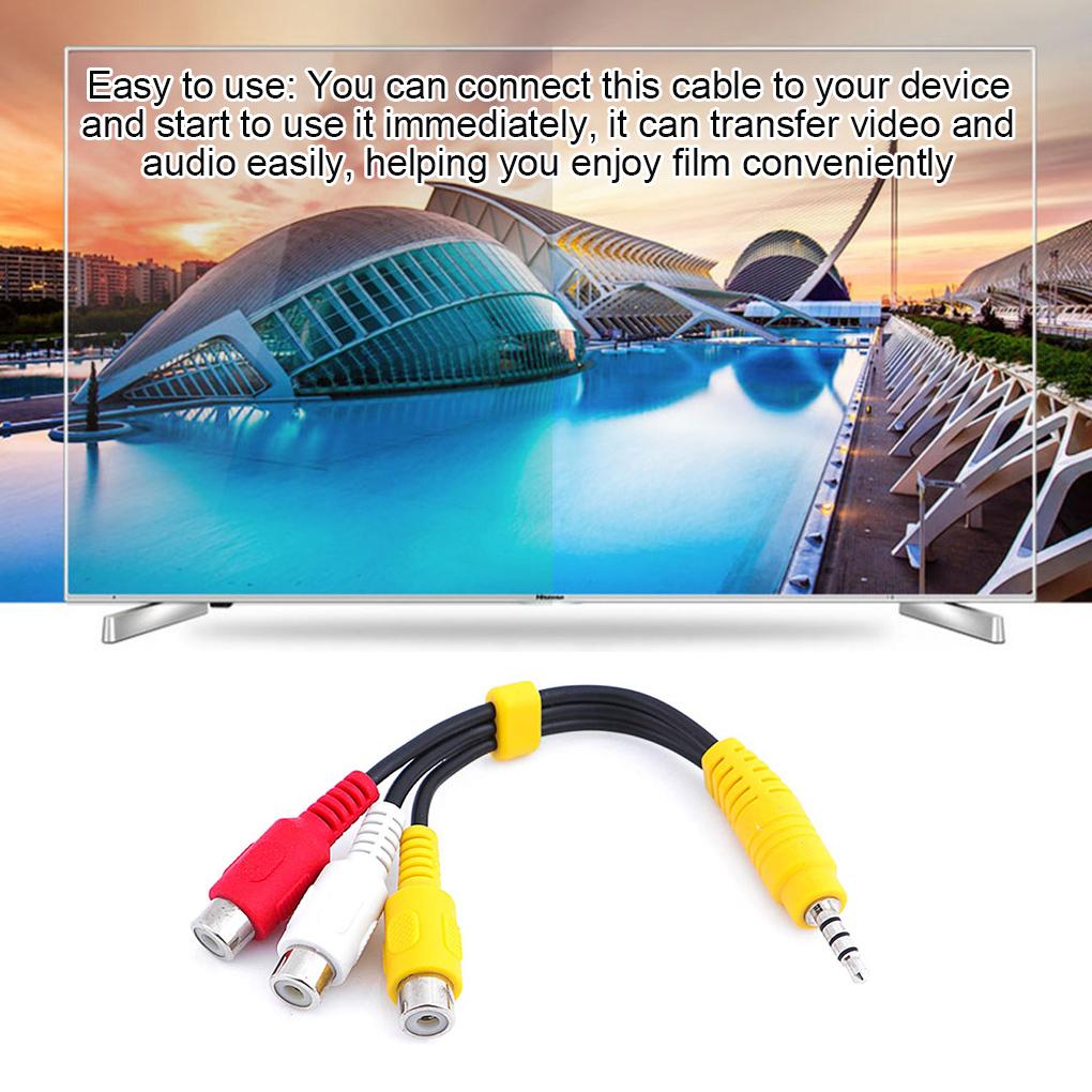 Splitter 3.5mm to 3 Female Audio Video Cable Composite AV Adapter Cord