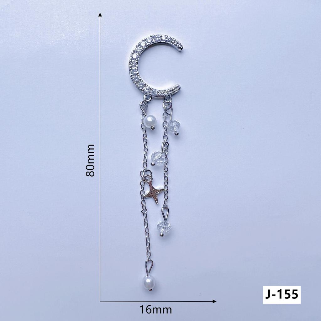 Flat-Bottom Tassel Chain Nail Art with Copper-Inlaid Zircon