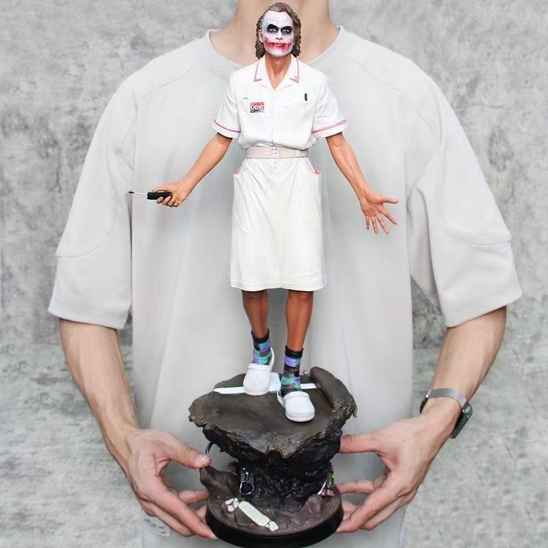 54cm Heath Ledger Joker Nurse Uniform Statue The Dark Knight Collectible Figure Can move PVC Action Figure Desktop Decor Gift