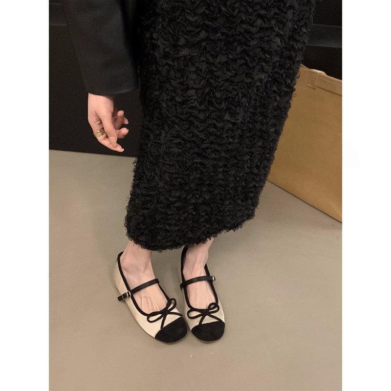 Inner heightened red single shoes women's shoes spring and autumn 2025 new summer French evening breeze Mary Jane ballet shoes