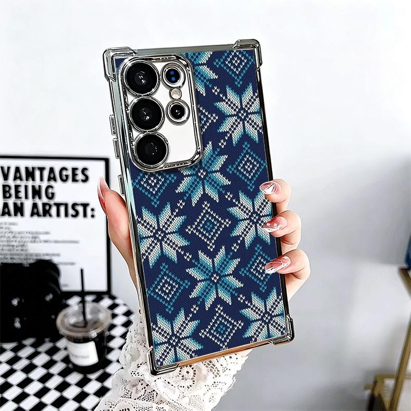 

Knitted Style Geometric Pattern Soft Phone Case For Samsung Galaxy S26 Ultra S25 Edge S24 FE S23 Plus S22 S21 + S20 Plating Anti Samsung S24 FE