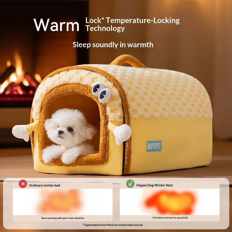 Dog House Winter Warmth Enclosed Sense of Security Winter Dog Sleeping Nest Dog Bed All Year Roundneutral Removable Washable Mat