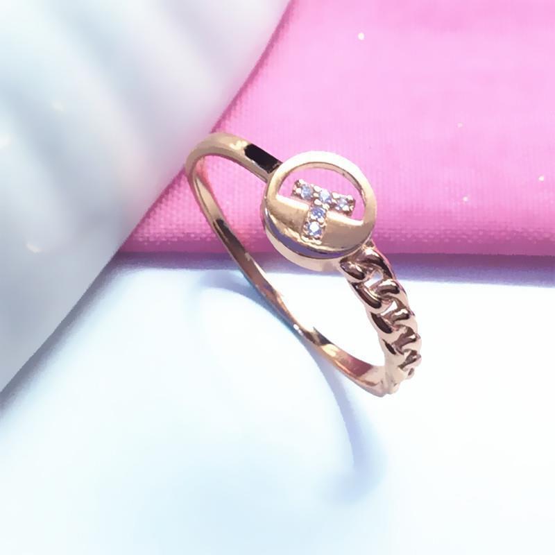 Фиолетовое золотое Т-образное кольцо, простой темперамент, легкая роскошь, регулируемый размер, кольцо из розового золота.