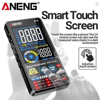 Portable Smart Touch Digital Multimeter Tester 615 Large Display Screen Rechargeable AC DC Voltage Current Capacitor Tester Tool for Electrician
