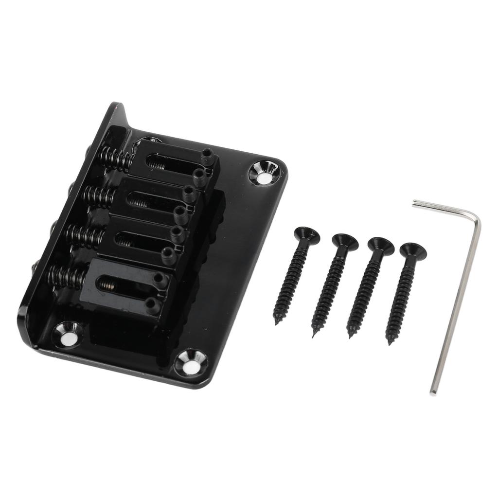 Electric Guitar Bridge 4 String Metal Fixed Hardtail Saddle Musical Instrument Accessories with Tool Set GA905 Black