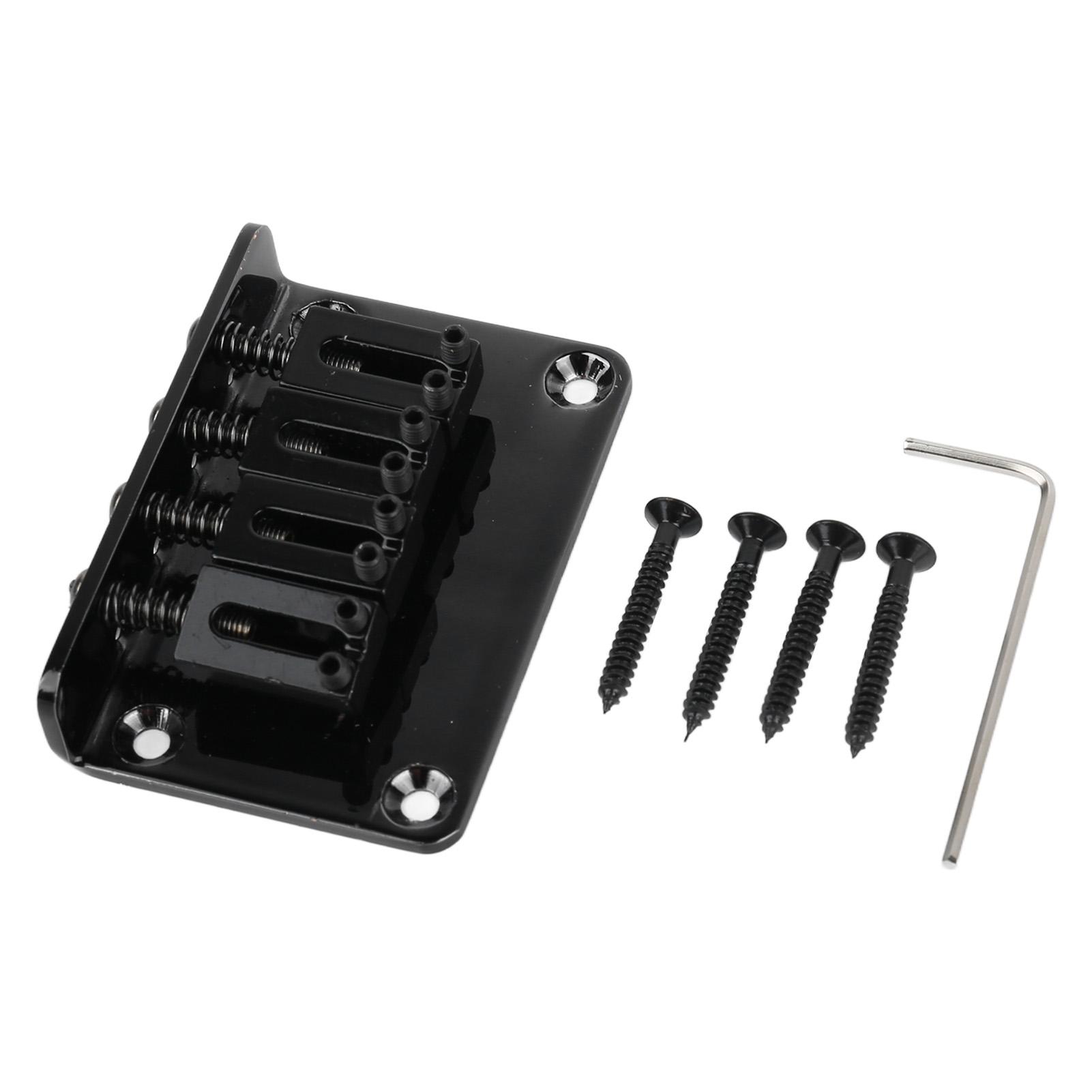 

Electric Guitar Bridge 4 String Metal Fixed Hardtail Saddle Musical Instrument Accessories with Tool Set GA905 Black