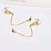 Temperament New Style Fashionable Hook Five-pointed Star Wire Double Ear Piercing Earrings Temperament Ear Chain