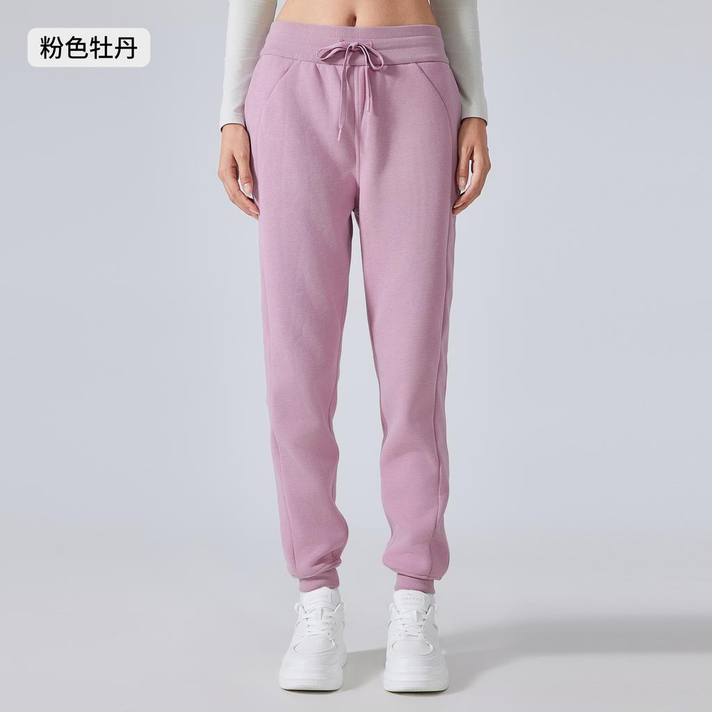 Autumn and Winter Velvet Casual Sweatpants Women's High Waist Drawstring Tied Sports Trousers Outdoor Fitness Running Trousers
