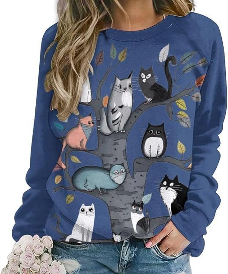 3D printed cute cat flower sports shirt XS