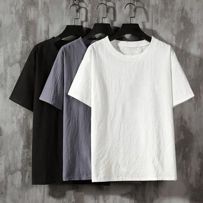 O Neck Men T-shirts Lightweight Plus Size Solid Color Casual Top Streetwear