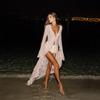 New Sexy V Neck Ruffled Long Sleeve Chiffon Tunic Beach Cover Up Cover-ups Beach Dress Beach Wear Beachwear Female Women