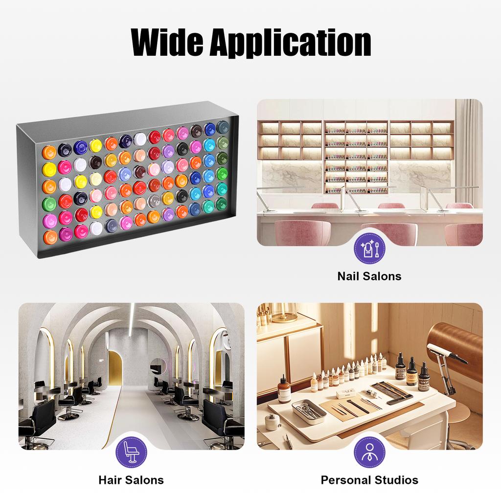 78 Holes Pigment Rack Wall Mounted Paint Organizer Iron Pigment Shelf Pen Shelf Nail Polish Organizer Lipstick Rack