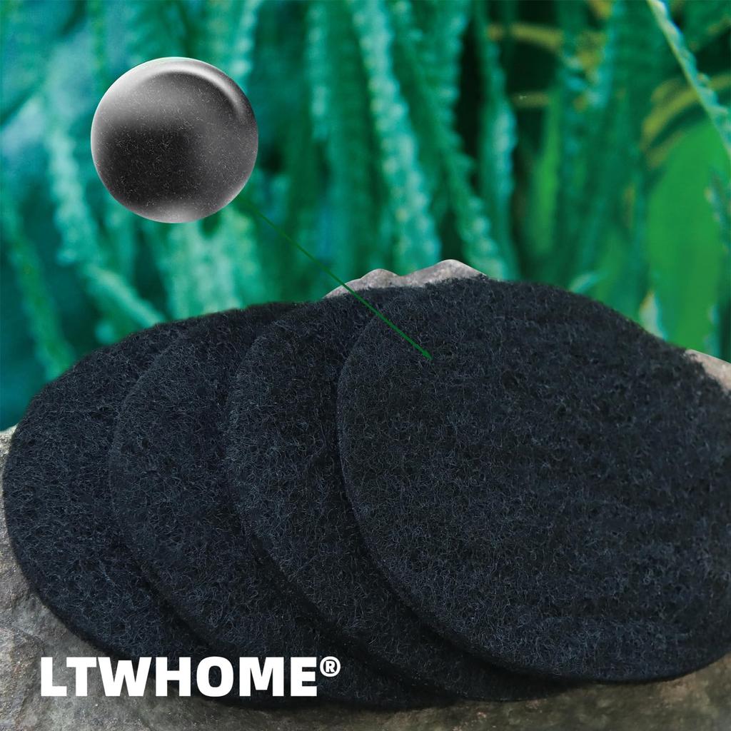 LTWHOME Activated Carbon Filter Pads for Tropical Fish Aquariums, Compatible with Eheim Eco Comfort 2232/2234/2236, 12 Pads