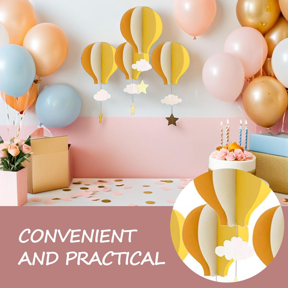4pcs Colorful Hot Air Balloon Hanging Decoration Hanging 3D Hot Air Balloon with Star and Cloud Nursery Room for Home Baby