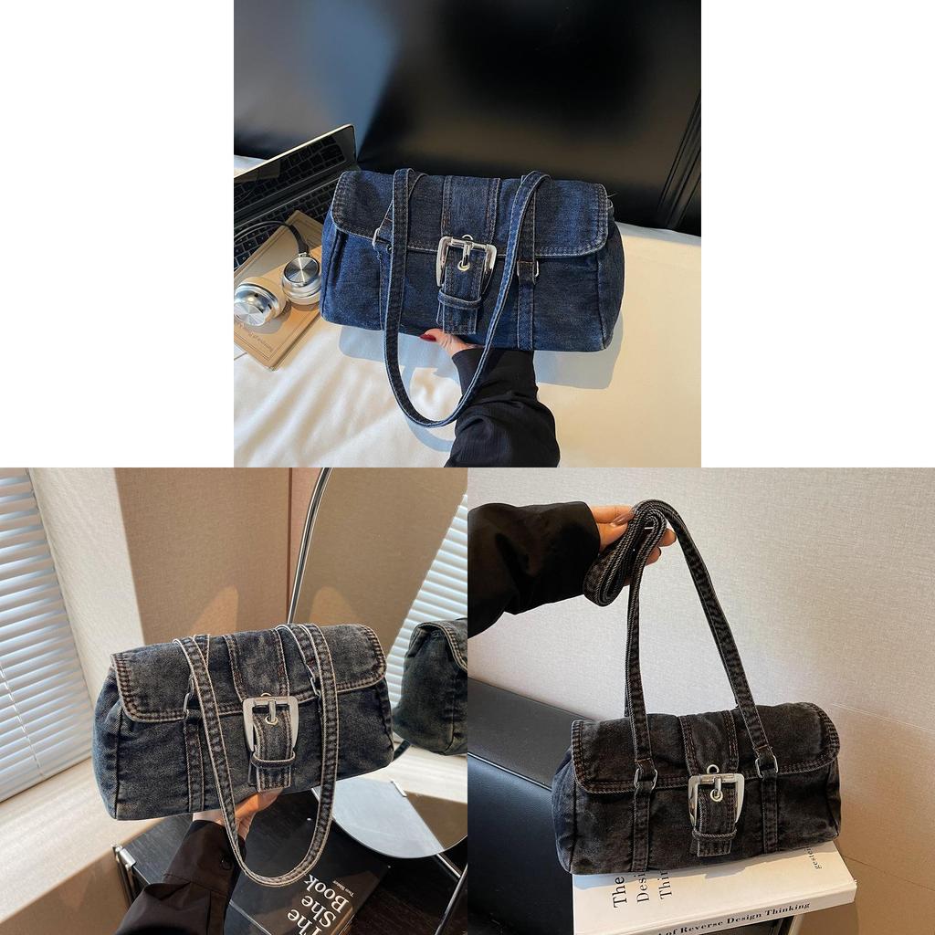 Denim Bag For Women With Large Capacity And Zipper Closure Perfect For School And Daily Use