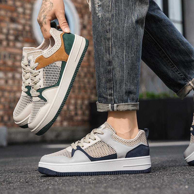 Summer breathable mesh shoes men's board shoes thin hollow mesh versatile sports little white shoes