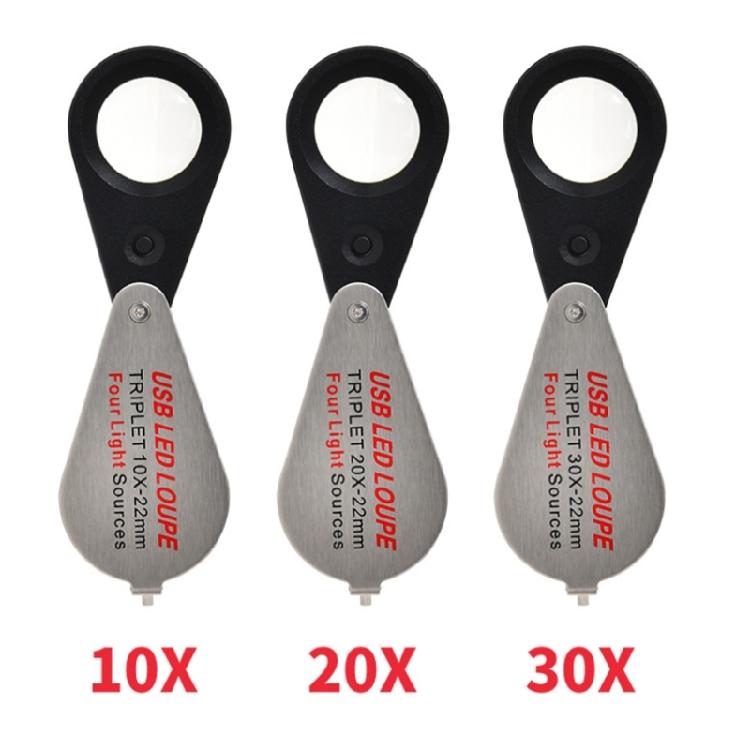 Magnifying Glass with Light 10X/20X/30X Magnifying Lens Handheld Magnifier Magnifying Glass for Jewelry Coin Inspection