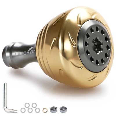 HEIGHTEN 30mm Reel Handle Knob, 4 Colors, Compatible with Shimano Type A (Daiwa Type S), Drum Series (Gold) (HT04503)