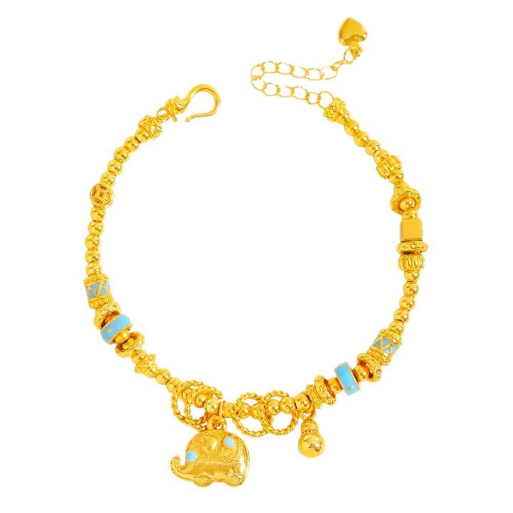 Elegant Cat's Eye Bead Star Bracelet Engraving Hollow Enamel Gold Lucky Bead Hand Chain Sand Gold Copper