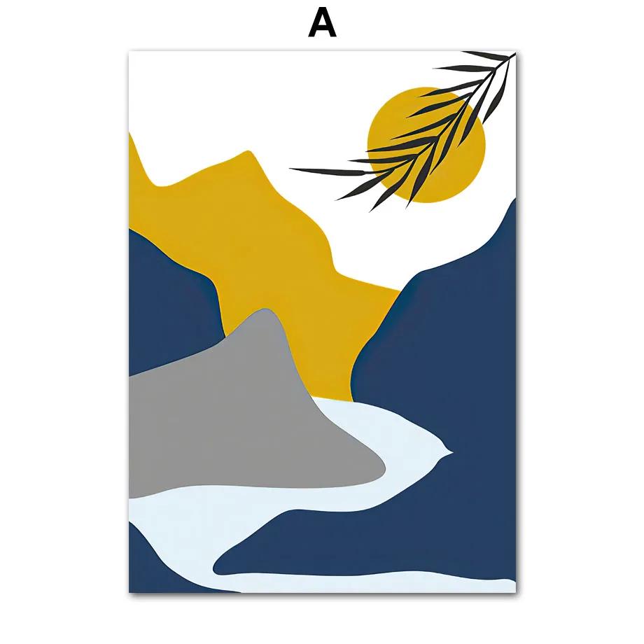 

Boho Abstract Geometric Line Arch Leaves Wall Art, Canvas Painting, Poster and Prints, Pictures for Living Room, Interior Home D 21x30cm No Framed