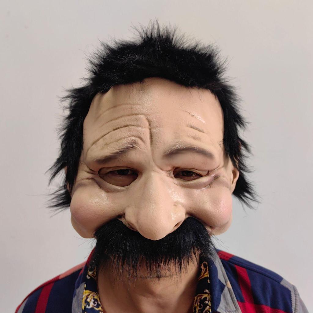 Halbgesichtsmaske aus Latex für kleine alte Männer, lustige Party-Tanzmaske