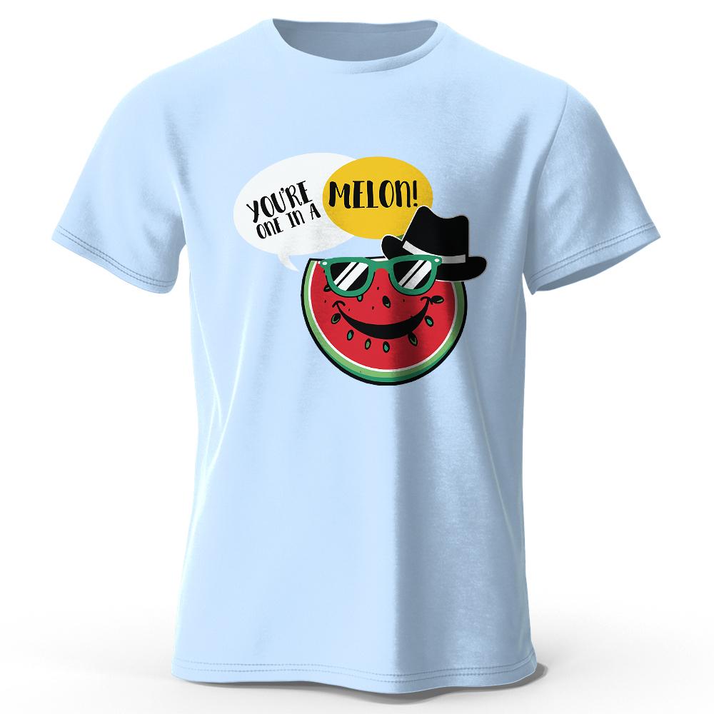 You're One in A Melon Printed T-Shirt Oversized Fruit Pun Graphic Tees for Men Women Summer Tops Kawaii Streetwear