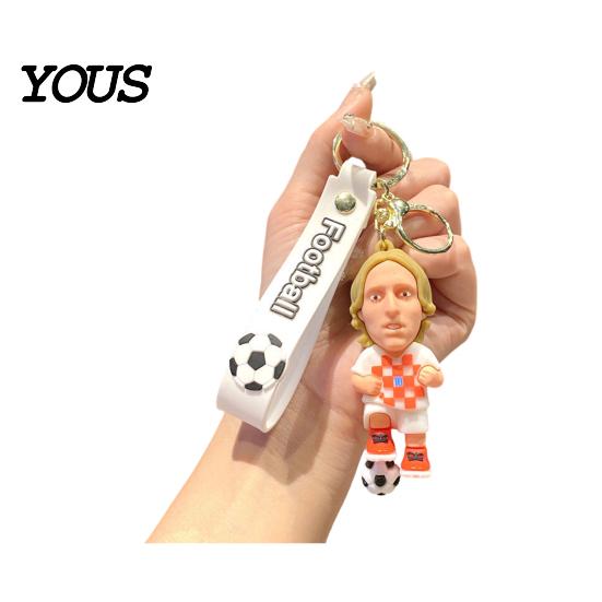 Keychain Charm Pendant, Football Star Figure Key Holder with Exquisite Craftsmanship Lanyard, Bag Pendant for Backpacks Handbags Cars Wallets