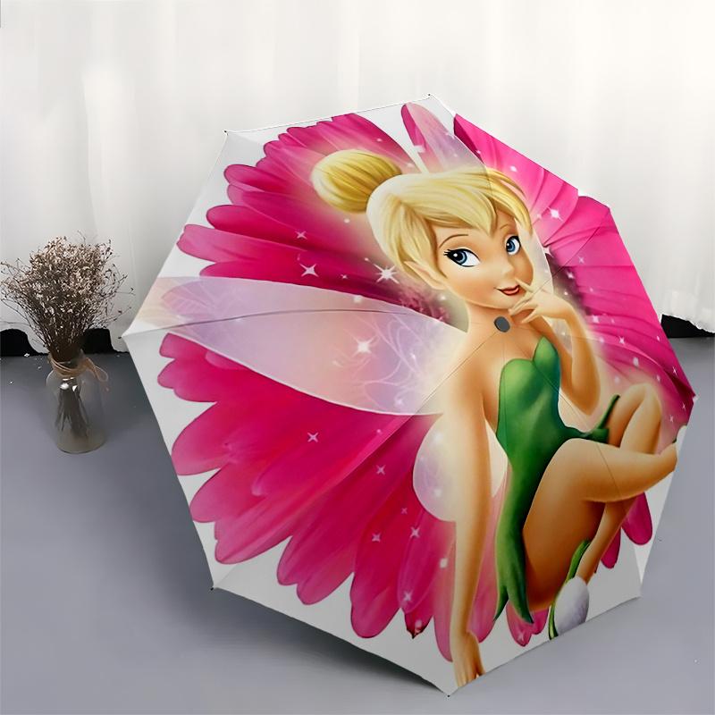 Tinker Bell Themed Travel Umbrella-8 Ribs Automatic Opening and Closing, Portable Folding Design, Compact and Stylish Umbrella