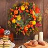 Fall Pumpkin Wreath Front Door Autumn Maple Leaf Harvest Realistic Simulation Wreath Indoor Outdoor Thanksgiving Home Decor