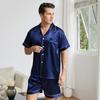 Großformatiges Herren-Pyjamaset, kühler Pyjama, kurze Ärmel, Shorts, Ober- und Unterteil als Doppelgänger, einfaches Eis seide Set.