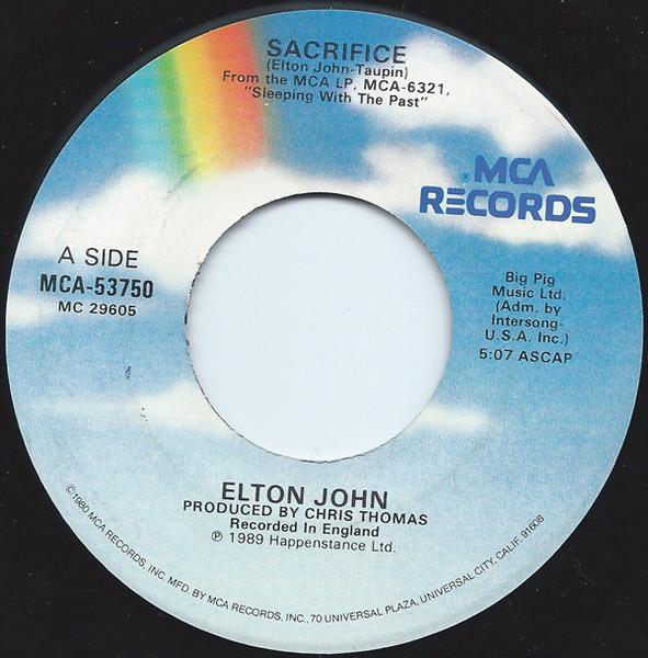 

7inch Record ELTON JOHN Sacrifice MCA53750 MCA Records 1989 US Rock Used