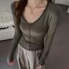 V Neck Inner Wear Base Layer Women Autumn Winter Korean Style Hem Detail Slim High End Long Sleeve Top Can Be Outer Wear