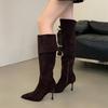 Over-knee Boots Women's 2025 Autumn and Winter New Suede Tall Elastic Pointed Thin Boots Thin Heel Two Wear Stacking Boots