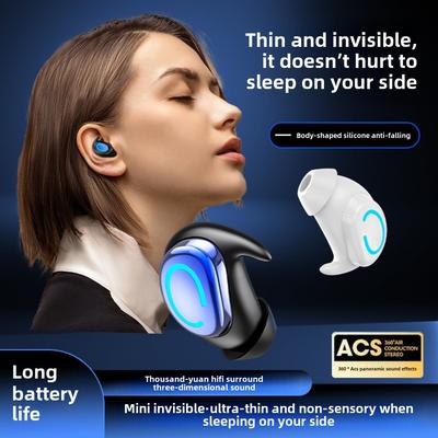Bluetooth-hörlurar Trådlösa Ultralång batteritid Osynliga Sömn Brusreducerande Mini In-ear-hörlurar