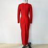 New Bandage Dress Elegant Square Neck Long Sleeve Diamond Long Hip Wrap Party Banquet Evening Dress Fashion