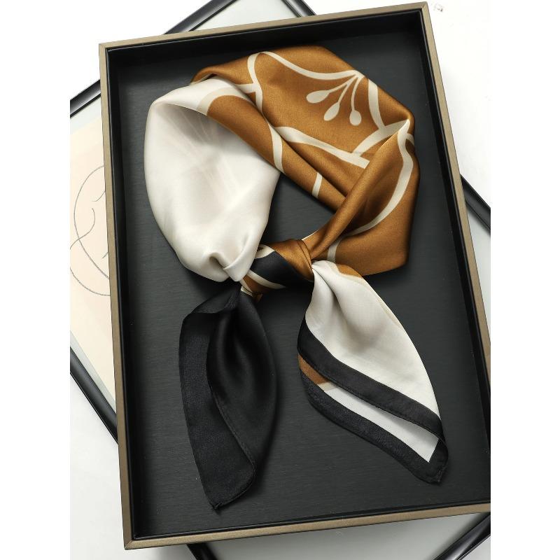 Marca de luxo lenço quadrado de seda feminino gato pescoço cabelo laço bandana praia hijab lenço cabeça bandanas bandana feminino foulard 70cm