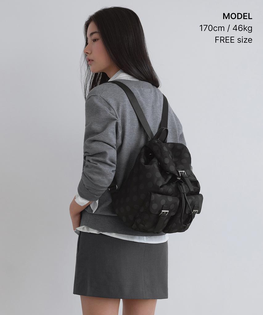 Musinsa Standard Woman Women'S Polka Dot Flap Mini Backpack [Black]