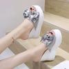 Slippers Women's Summer 2025 New Versatile Outer Wear 13cm Thick Bottom Flower One-word Drag Korean Version Slope Heel Muffin Cool Slippers