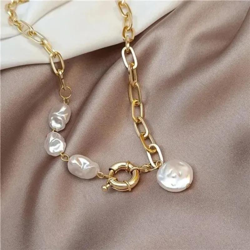 1Pc Irregular Pearl Necklace Women's New Fashion Design Sense Neck Chain Collar Bone Chain