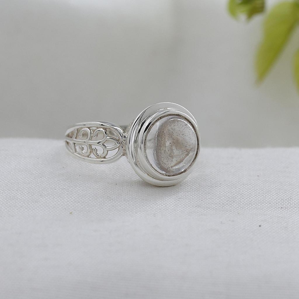 Srebrny Pierścionek Damski z Kwarcem Górskim, Biżuteria Ręcznie Robiona ze 100% Srebra Próby 925, Biżuteria Srebrna, Prezent Dla Niej