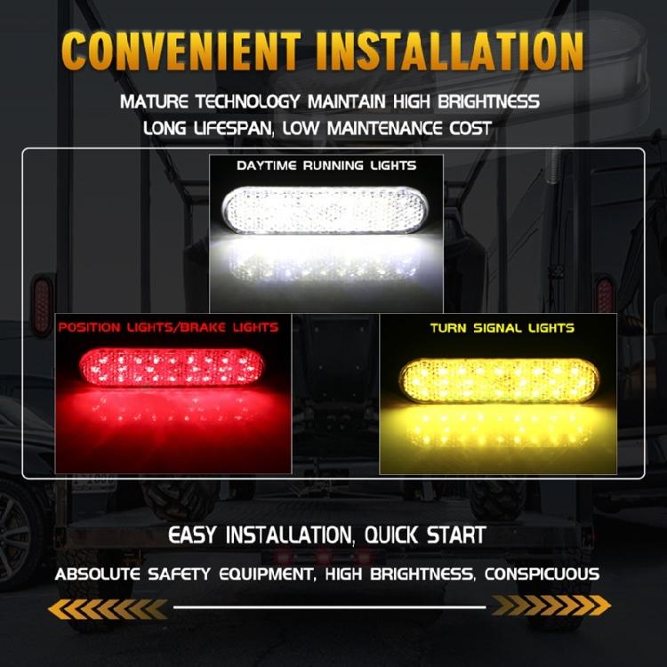 Side Marker Tail Lights Replacement Tail Stop Brake Light 24 LEDs Turn Signal Light Oval Trailer Lights with Reflector