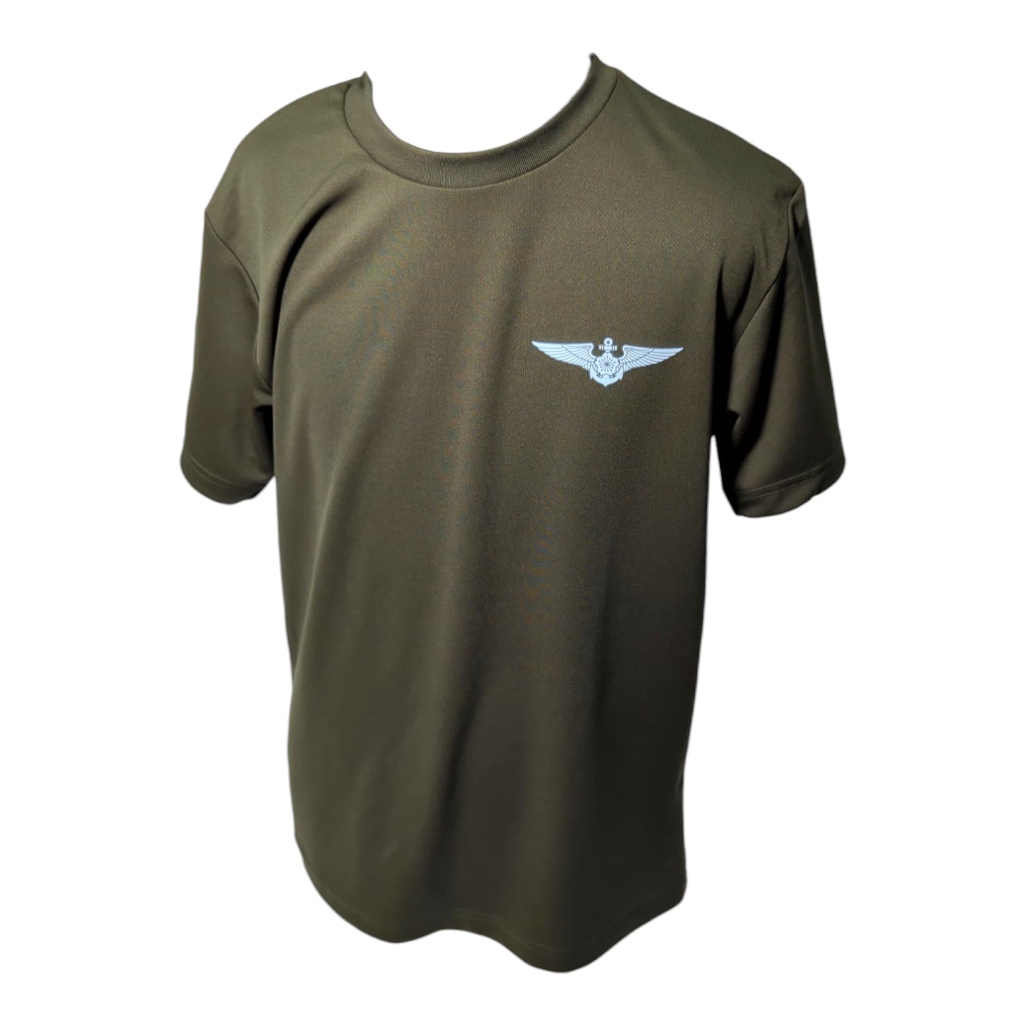

Fuji Uniforms Self-Defense Forces T-Shirt (Left Chest Wing Mark) JMSDF Military Aviation Emblem Wing Mark Dry 100% Polyester (ODxSLV, L)