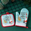 Thickened Oven Gloves Kitchen Cooking Baking Anti-Scalding Microwave Oven Gloves Heat Proof Protected Xmas Pattern Mittens