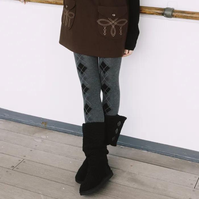 ARGYLE PATTERN TIGHTS, GRAY