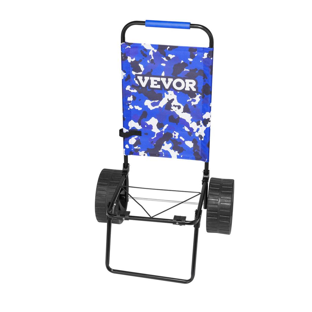 VEVOR Beach Dolly with Big Wheels for Sand, 15.4" x 15.7" Cargo Deck, w/ 10" PE Solid Wheels, 69LBS Loading Capacity Folding Sand Cart