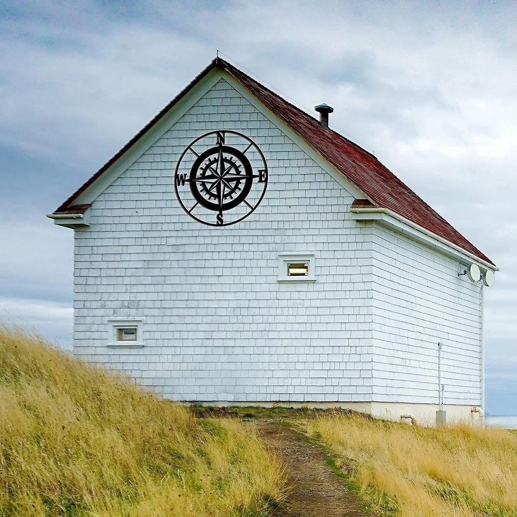 Nautical Compass Wall Decor – Black Metal Compass for Outdoor Wall Art  Perfect for Coastal and Maritime Themes