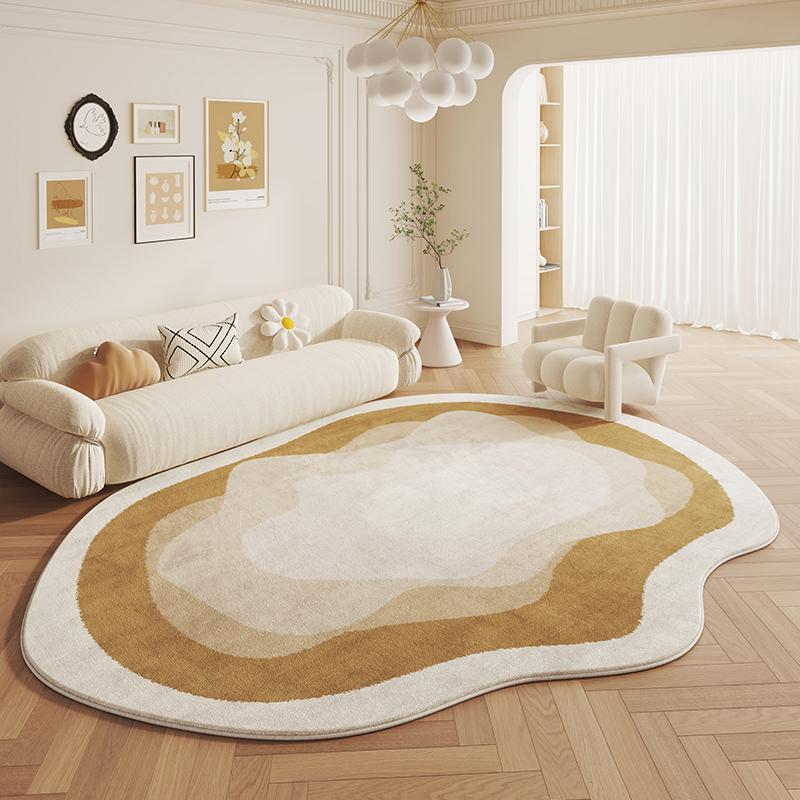 French Cream Style Shaped Carpet Living Room New High-grade Faux Cashmere Irregular Bedside Rugs Bedroom Floor Mats