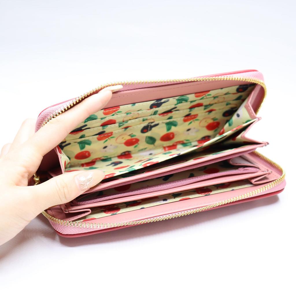 Lisa and Gaspard Long Wallet with Round Popular Character Lisa and Gaspard Apple Pink Women's Zipper, Pattern,