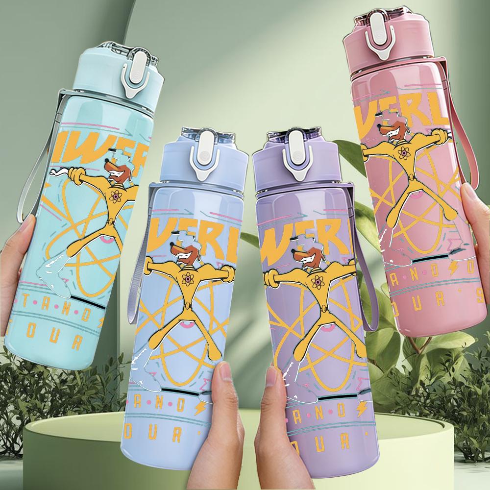 1PC Powerline Retro Cartoon Tour Graphic Print 750ml Portable Sports Water Bottle Leakproof Gym Outdoor Travel Drink Cup