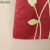 ZANZEA Women Casual Round Neck Summer Short Sleeve Print Dress